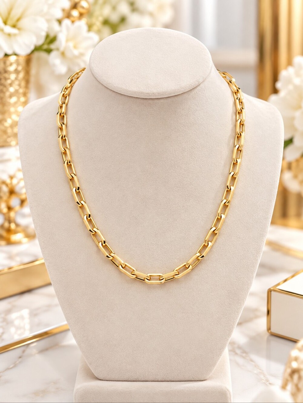 Stainless Steel Stylish Gold Plated Necklace Chain